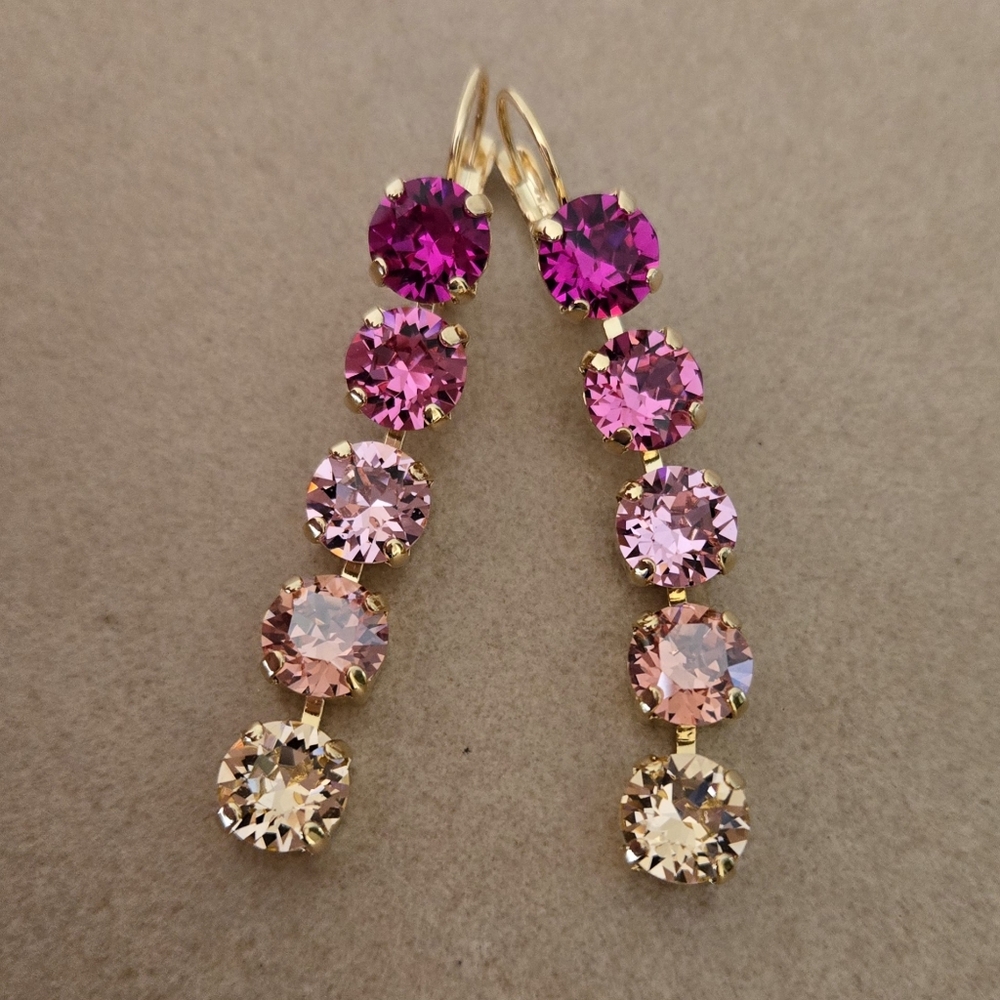 Austrian Crystal Earrings in Gold - Picture 3 of 9